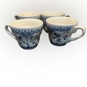 Set Of 4 Vintage Furnivals Limited Denmark Blue England Blue & White Cups/Mugs